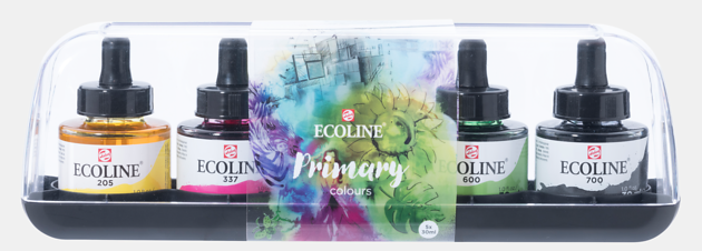 Ecoline Vloeibare waterverf set Primair | 5 x 30 ml
