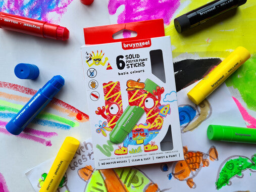 Bruynzeel Plakkaatverf sticks set Neon | 6 kleuren