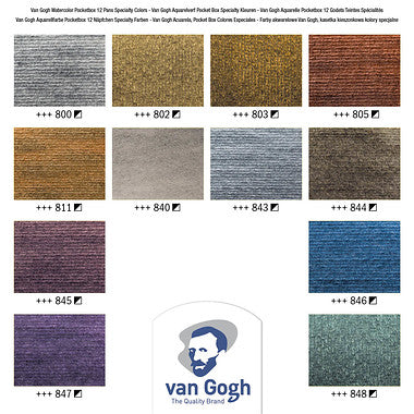 Van Gogh Aquarelverf pocket box Specialty Colours met 12 kleuren in halve Napjes