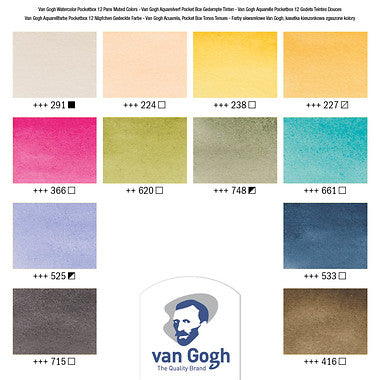 Van Gogh Aquarelverf pocket box gedempte tinten met 12 kleuren in halve Napjes