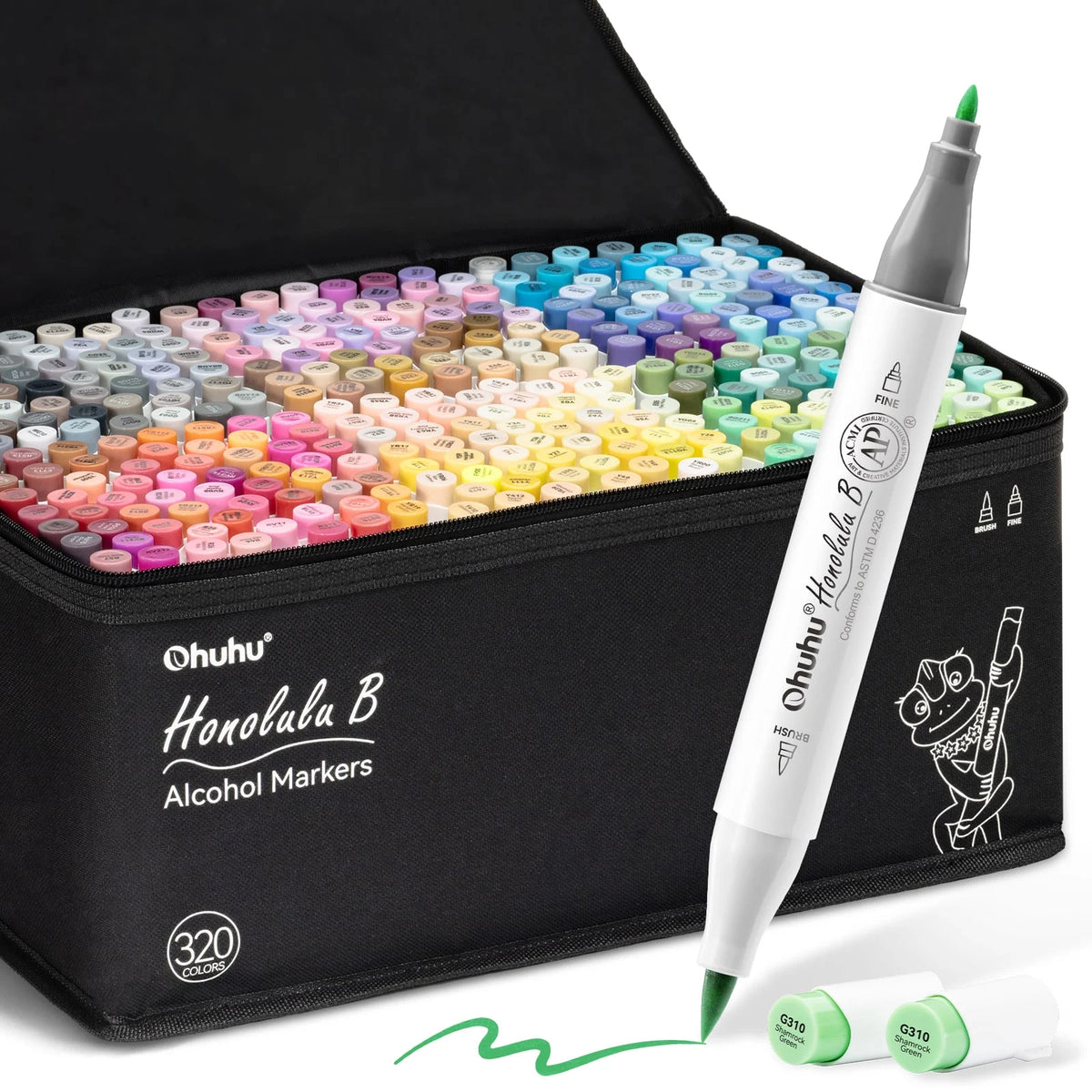 Ohuhu Honolulu B 320 kleuren Alcohol Art Markers Brush & Fine