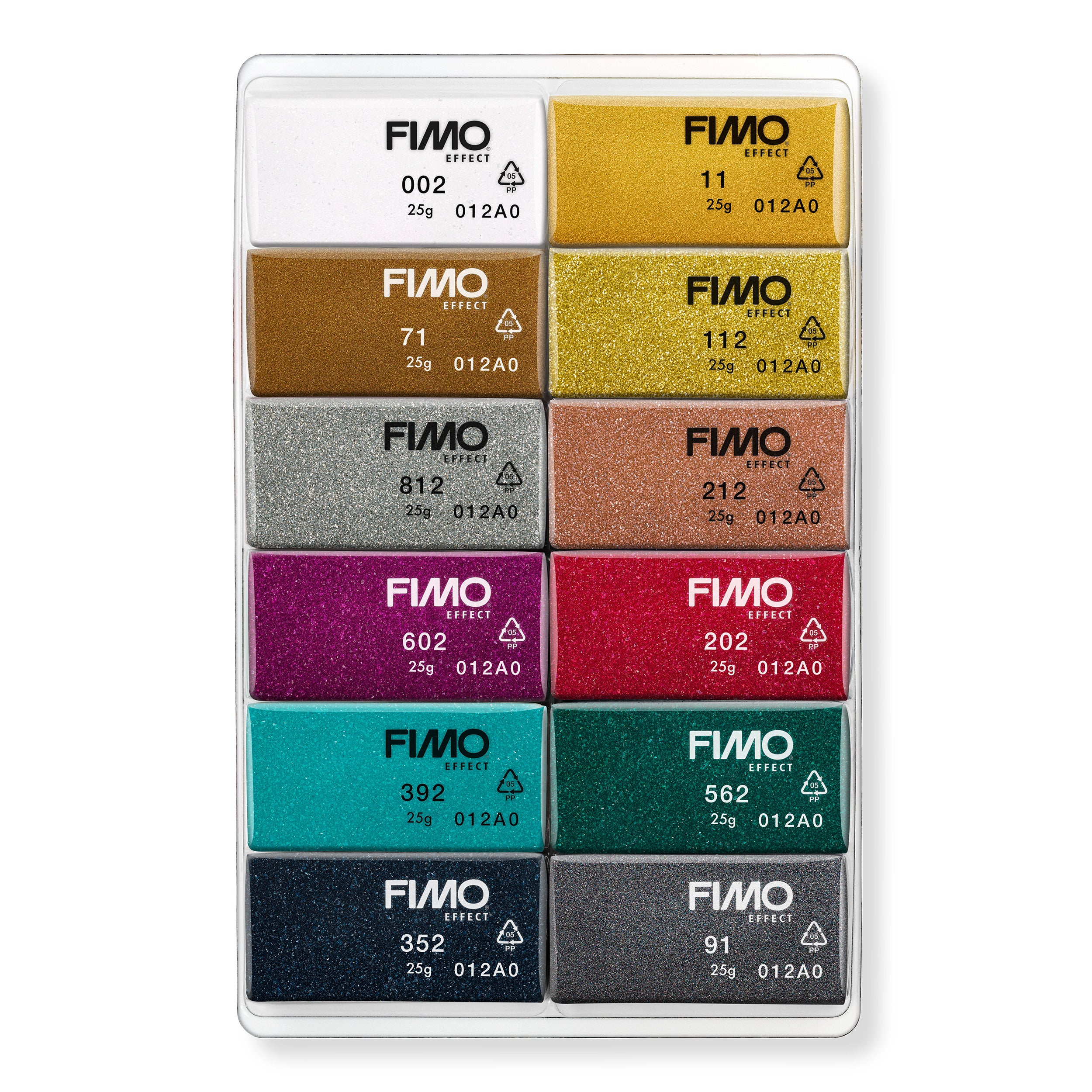 Fimo effect set - 12 stuks sparkle kleuren