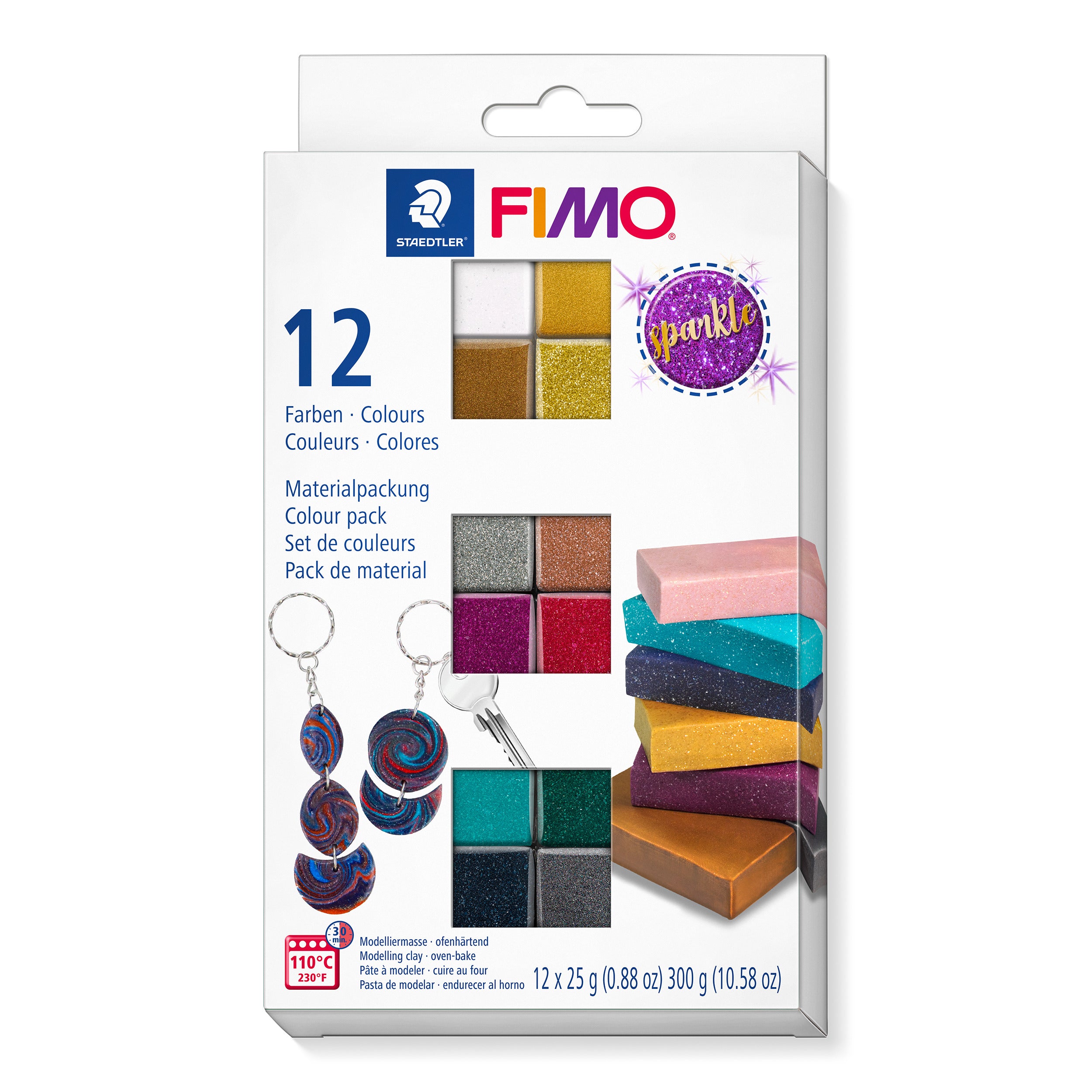 Fimo effect set - 12 stuks sparkle kleuren