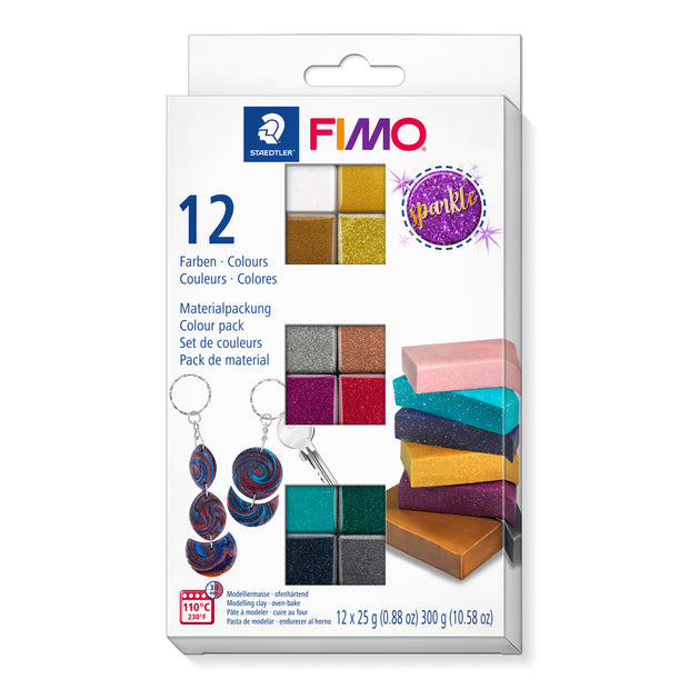 Fimo effect set - 12 stuks sparkle kleuren