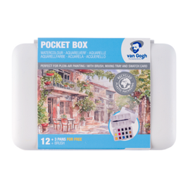 Van Gogh Aquarelverf pocket box Basic Colours met 12 kleuren in halve Napjes + 3 gratis kleuren