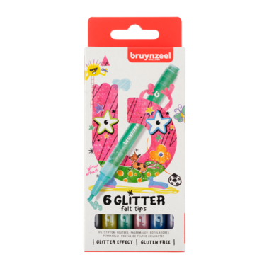 Bruynzeel Kids Glitter viltstiften set 6