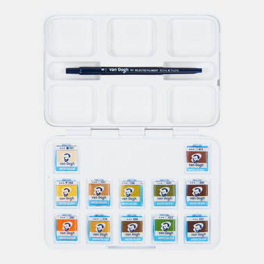 Van Gogh Aquarelverf pocket box natuurtinten met 12 kleuren in halve Napjes