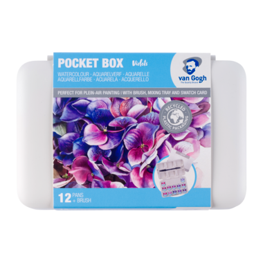 Van Gogh Aquarelverf pocket box roze en violetten met 12 kleuren in halve Napjes