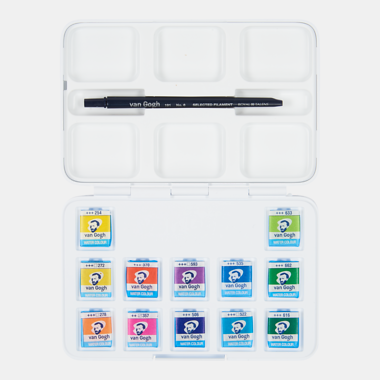 Van Gogh Aquarelverf pocket box felle tinten met 12 kleuren in halve Napjes