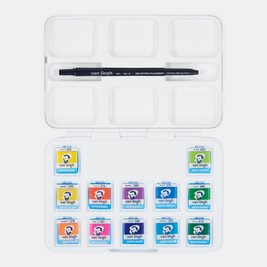 Van Gogh Aquarelverf pocket box felle tinten met 12 kleuren in halve Napjes