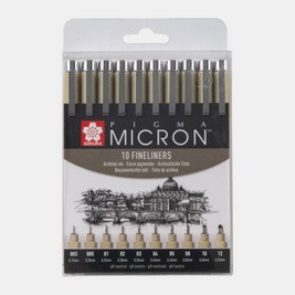 Sakura Pigma Micron Etui 10 fineliners Zwart