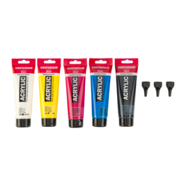Amsterdam Standard Series acrylverf primaire set | 5 x 120 ml + 3 doseertuiten