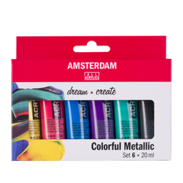 Amsterdam Standard Series acrylverf kleurrijke metallic set | 6 x 20 ml