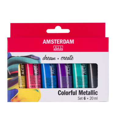 Amsterdam Standard Series acrylverf kleurrijke metallic set | 6 x 20 ml