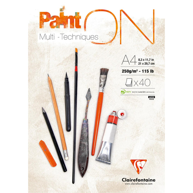 Clairefontaine Paint On blok gelijmd 40 blad 250g Wit