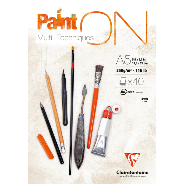 Clairefontaine Paint On blok gelijmd 40 blad 250g Wit
