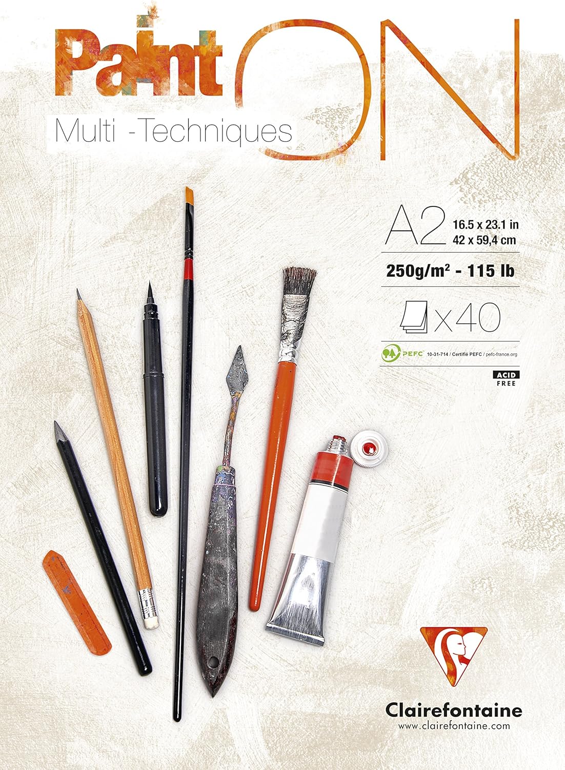 Clairefontaine Paint On blok gelijmd 40 blad 250g Wit