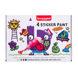 Bruynzeel Stickerverfset - 4 kleuren + 2 templates - Maak je eigen stickers
