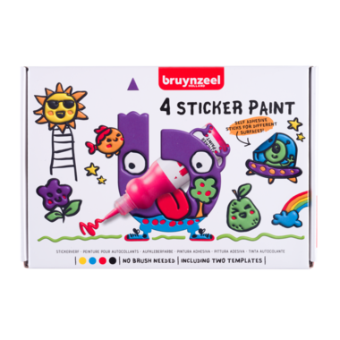Bruynzeel Stickerverfset - 4 kleuren + 2 templates - Maak je eigen stickers