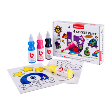 Bruynzeel Stickerverfset - 4 kleuren + 2 templates - Maak je eigen stickers