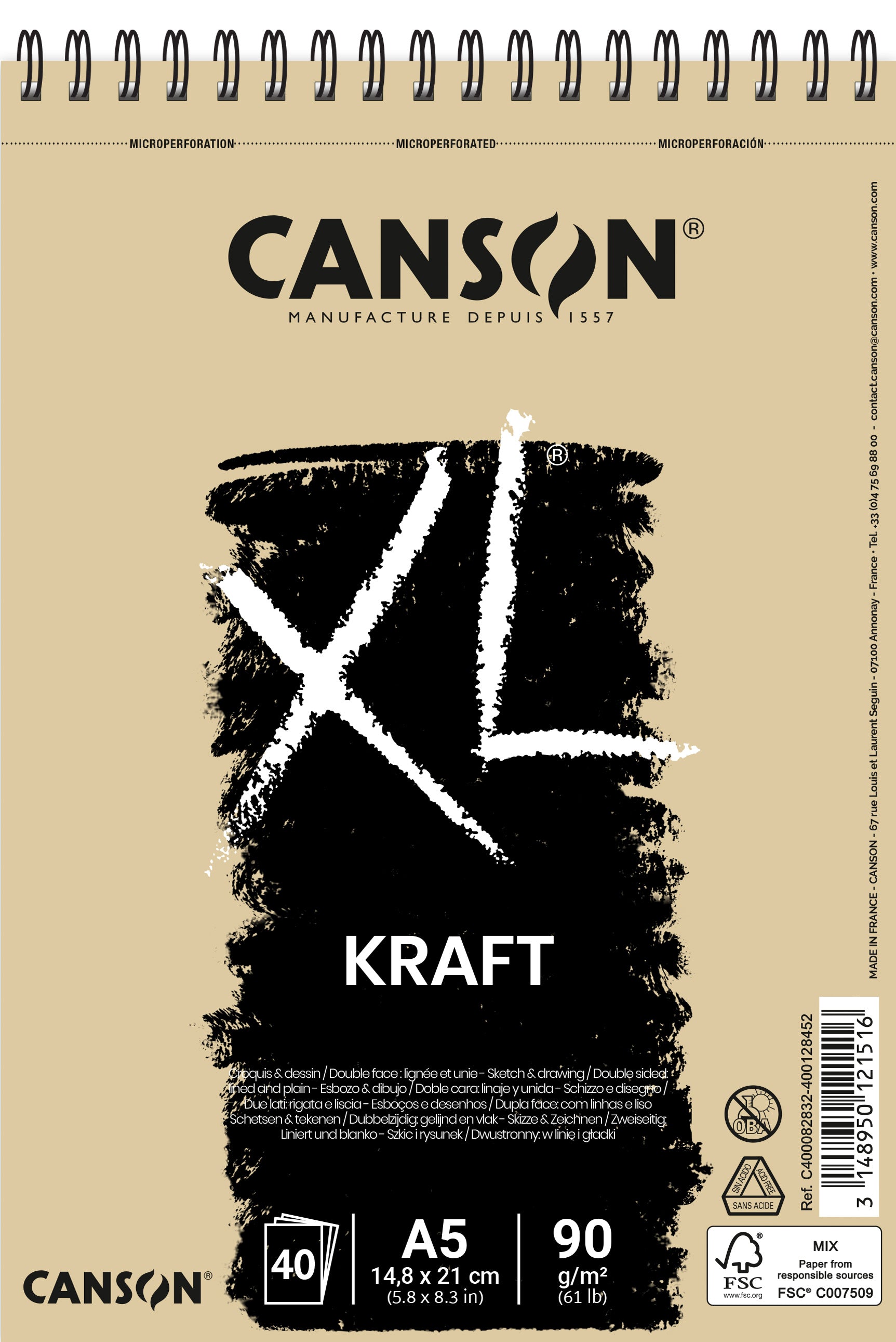 Canson XL schetsblok van kraft papier 90 g