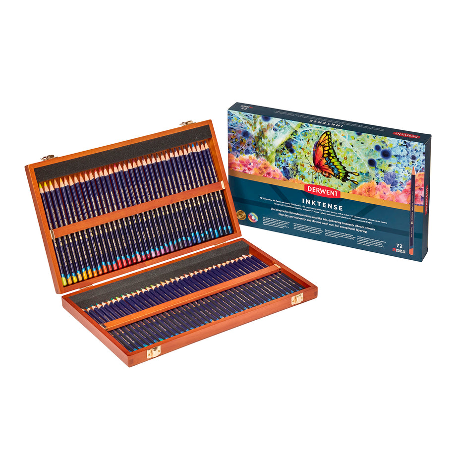 Derwent - Inktense potlood houten houten doos met 72 potloden