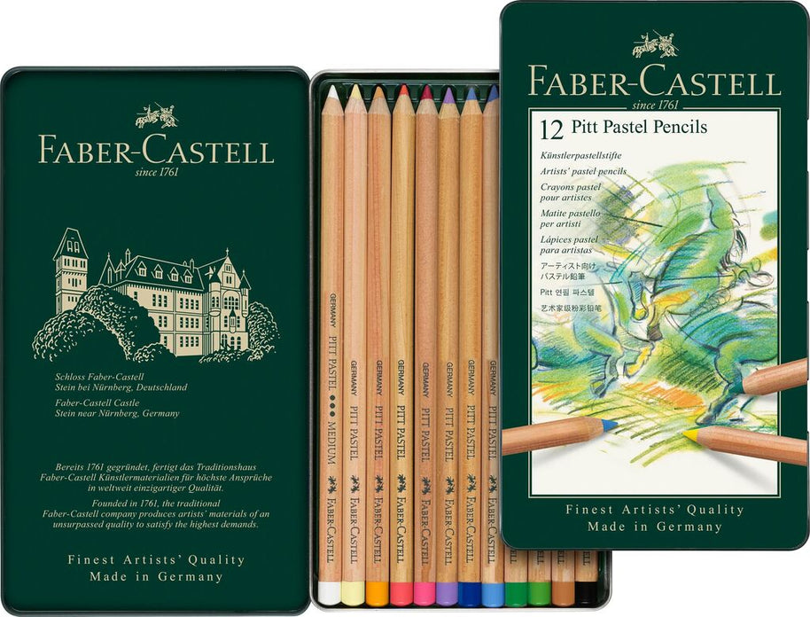 Pastelpotlood Faber-Castell Pitt metalen etui a 12 stuks