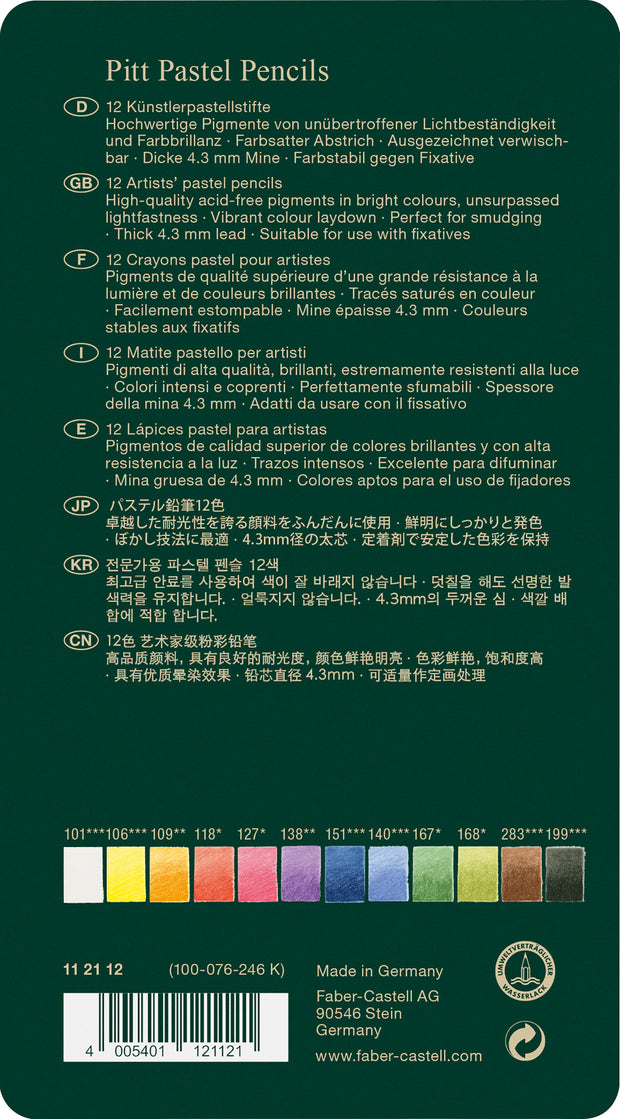 Pastelpotlood Faber-Castell Pitt metalen etui a 12 stuks