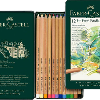 Pastelpotlood Faber-Castell Pitt metalen etui a 12 stuks