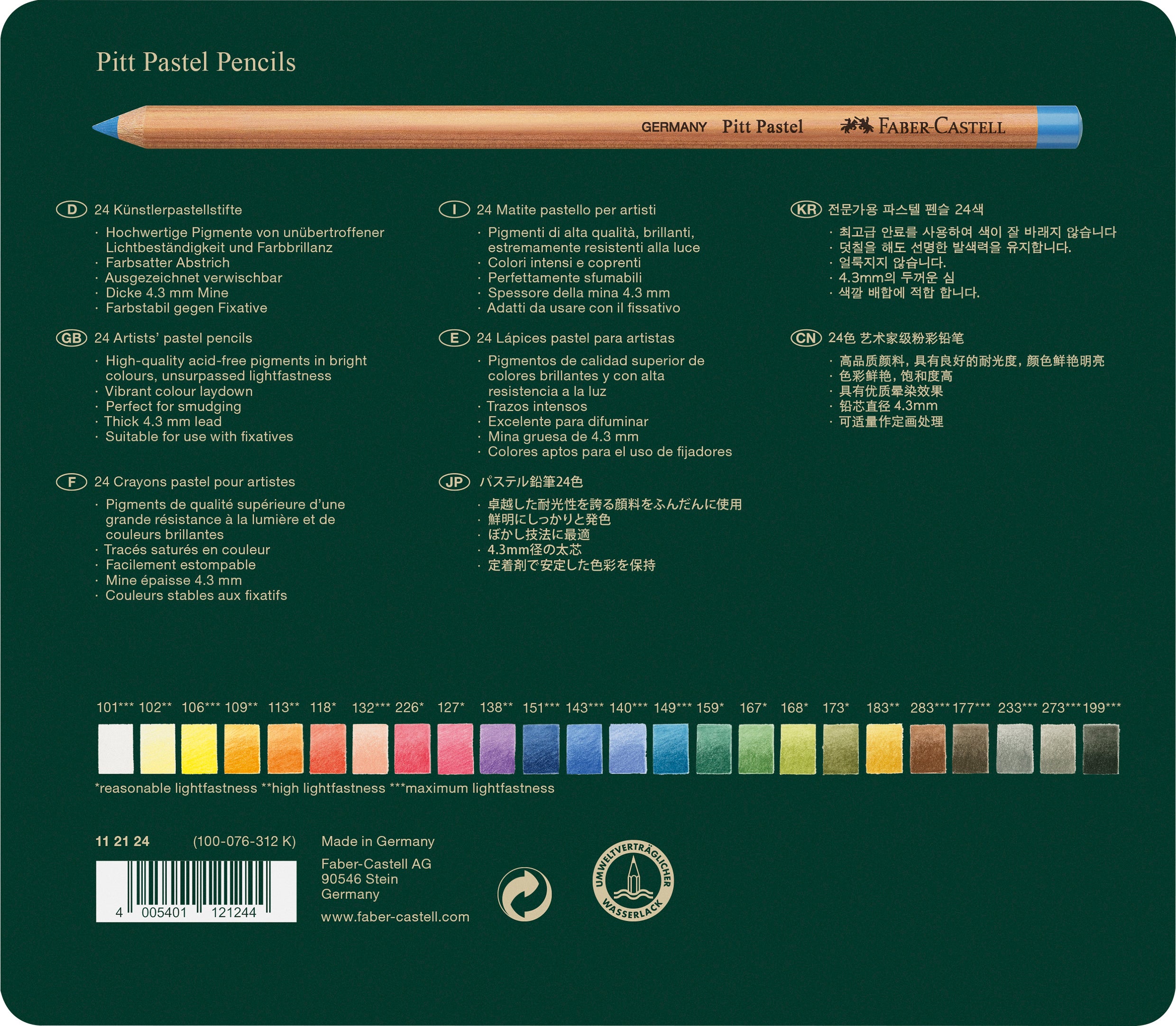 Pastelpotlood Faber-Castell Pitt metalen etui a 24 stuks