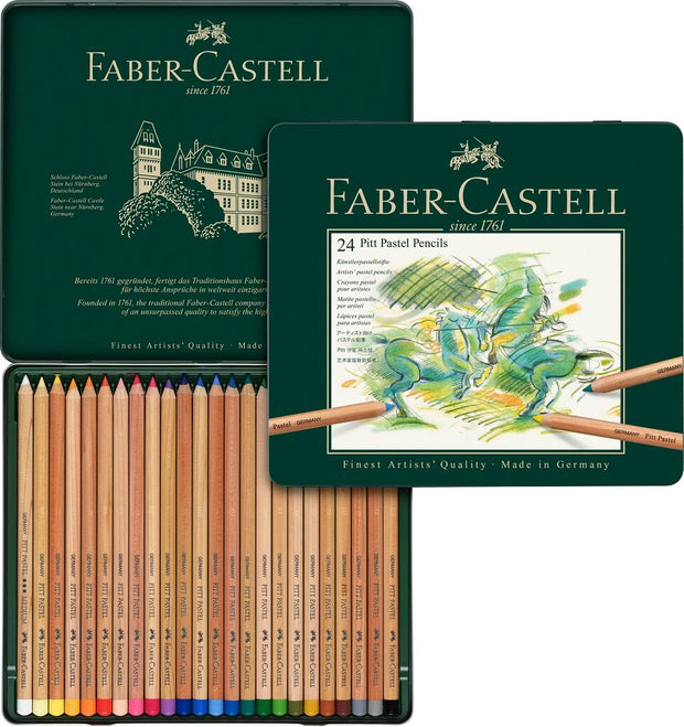 Pastelpotlood Faber-Castell Pitt metalen etui a 24 stuks