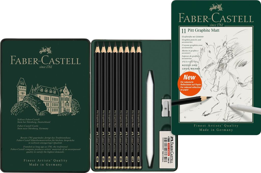 Grafietpotlood Faber-Castell Pitt Mat Etui set 11 stuks