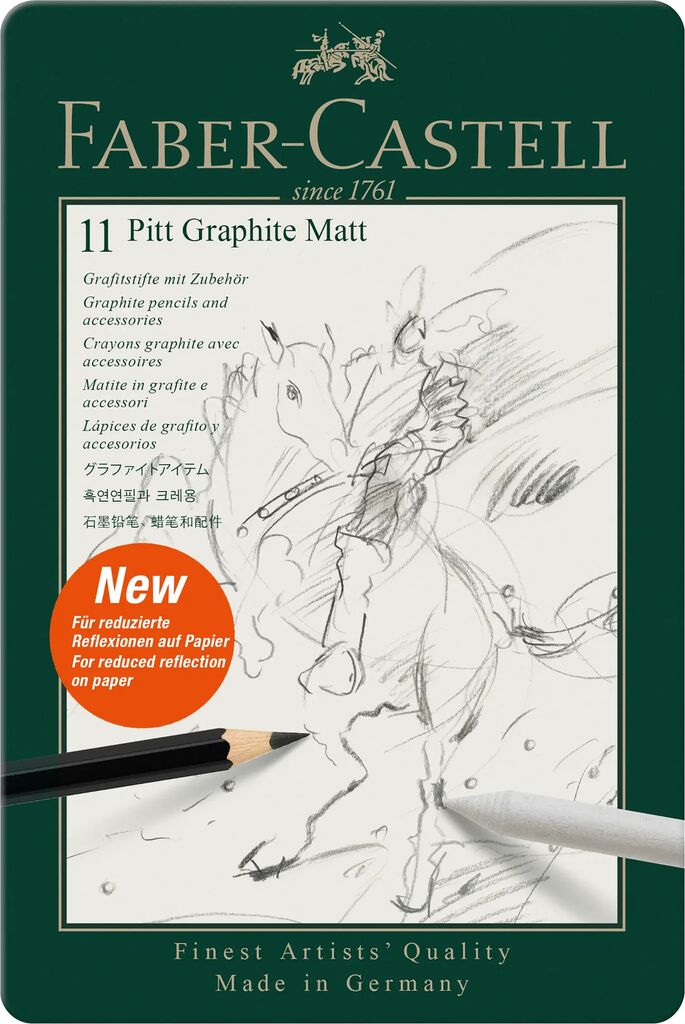 Grafietpotlood Faber-Castell Pitt Mat Etui set 11 stuks