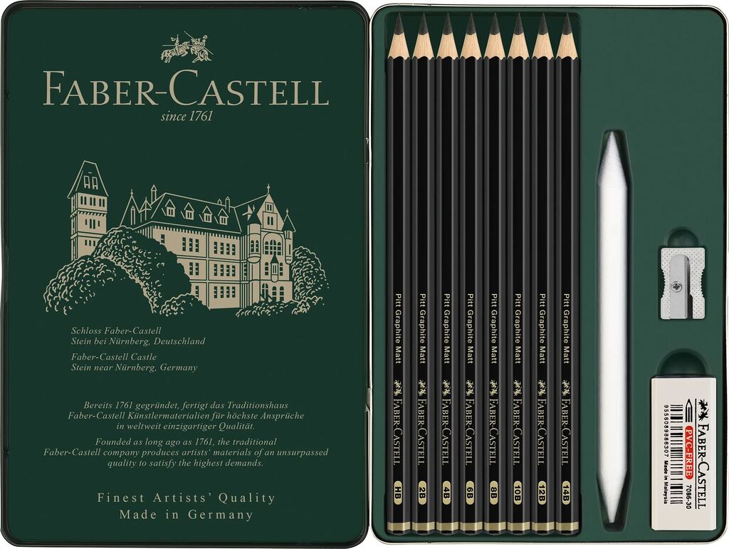 Grafietpotlood Faber-Castell Pitt Mat Etui set 11 stuks