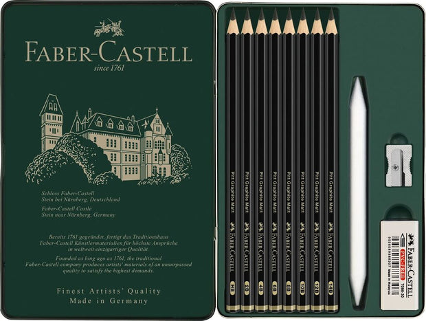 Grafietpotlood Faber-Castell Pitt Mat Etui set 11 stuks