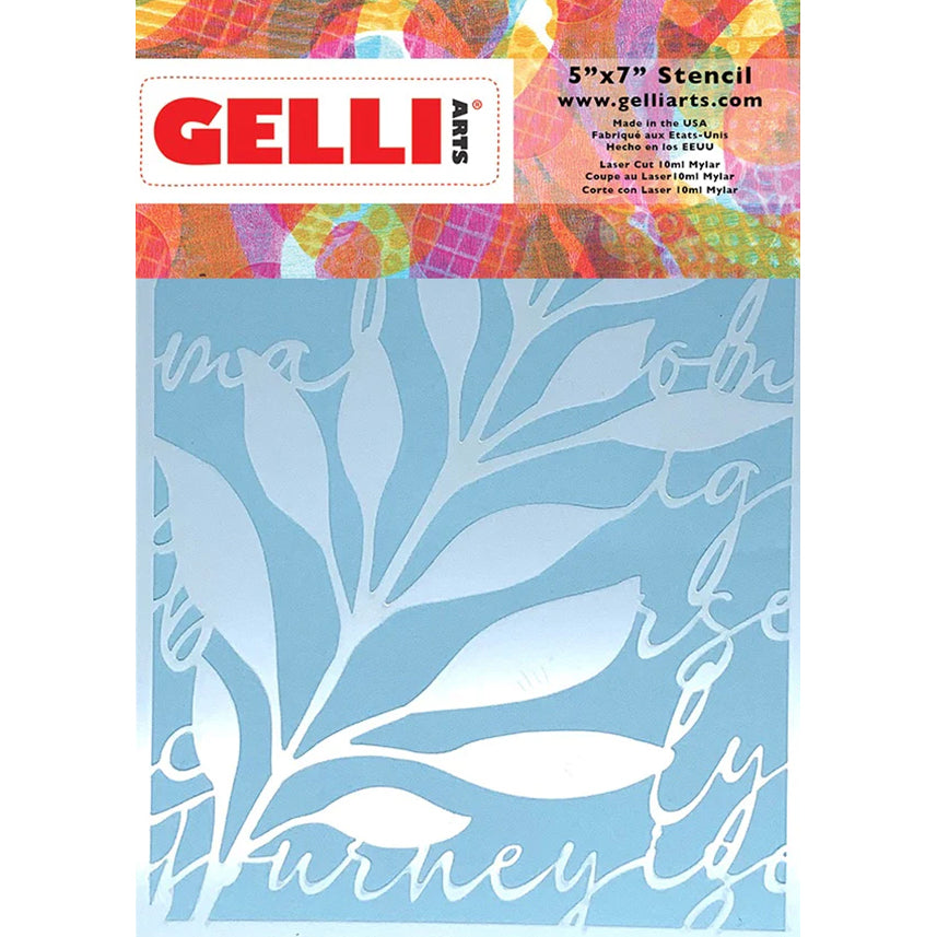 Gelli Arts - Leaves & Script Stencil 12,7 x 17,8 cm