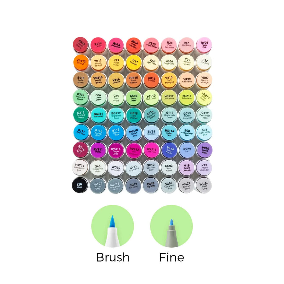 Ohuhu Honolulu B 72 kleuren Alcohol Art Markers Brush & Fine