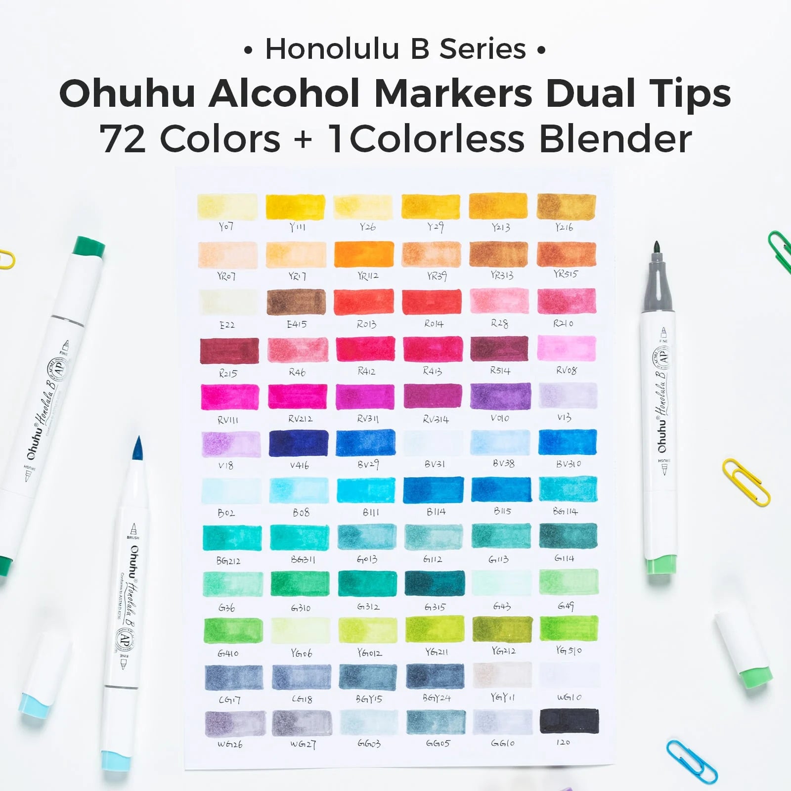 Ohuhu Honolulu B 72 kleuren Alcohol Art Markers Brush & Fine