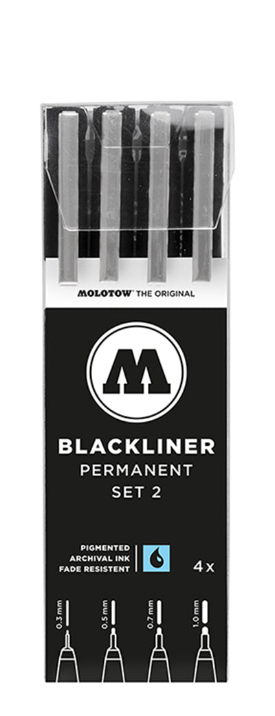 Molotow - Blackliner Set met 4 diktes Blackliners (0.3-0.5-0.7-1.0mm)