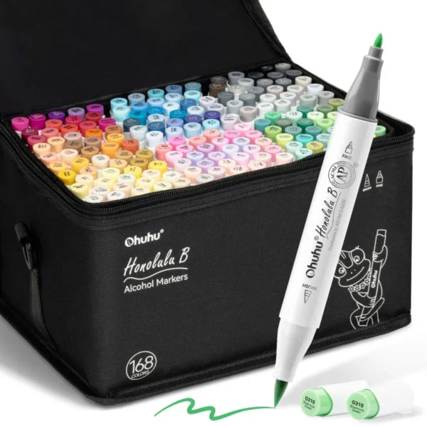 Ohuhu Honolulu B 168 kleuren Alcohol Art Markers Brush & Fine