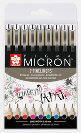 Sakura Pigma Micron 05 Etui met 9 kleuren